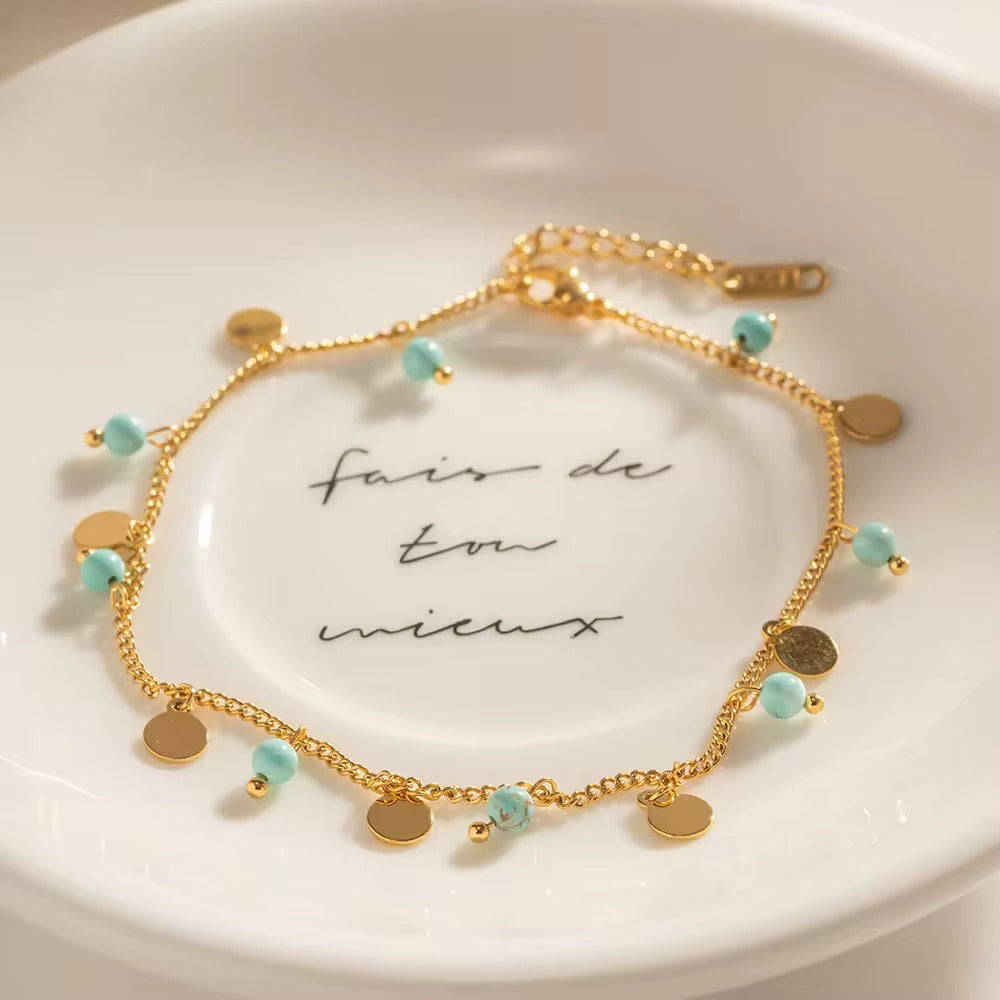 Turquoise Beaded Anklet