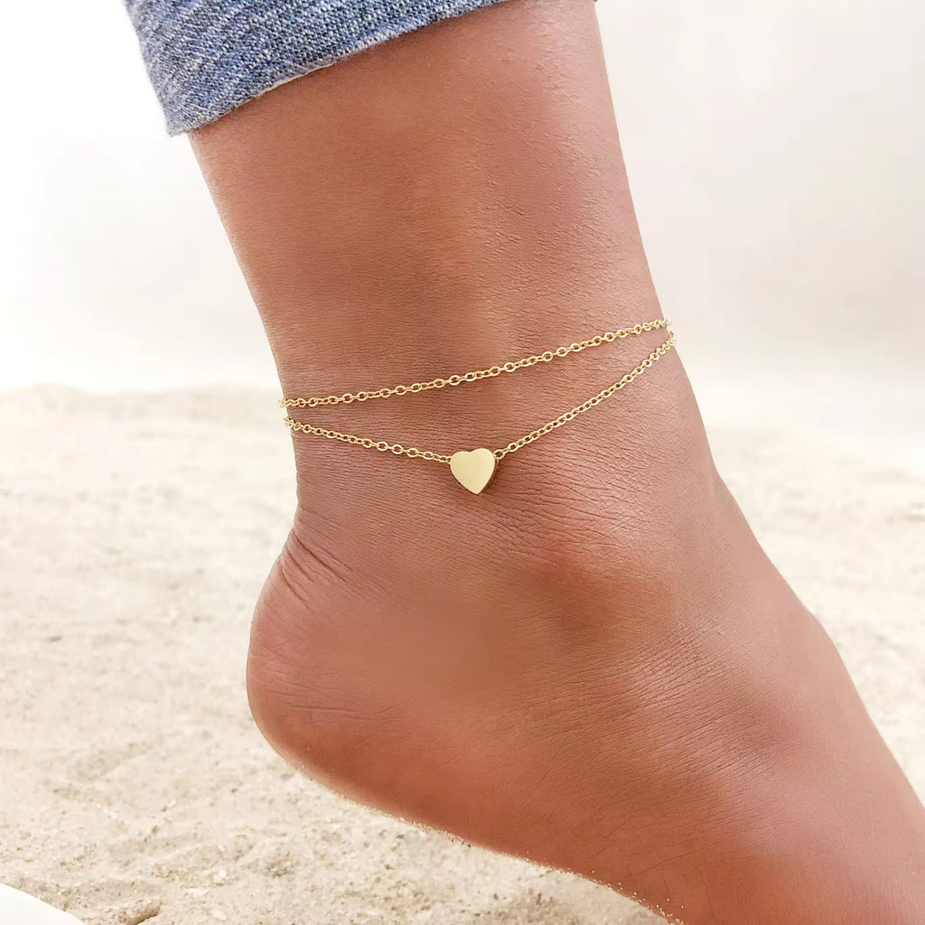 Layered Heart Anklet