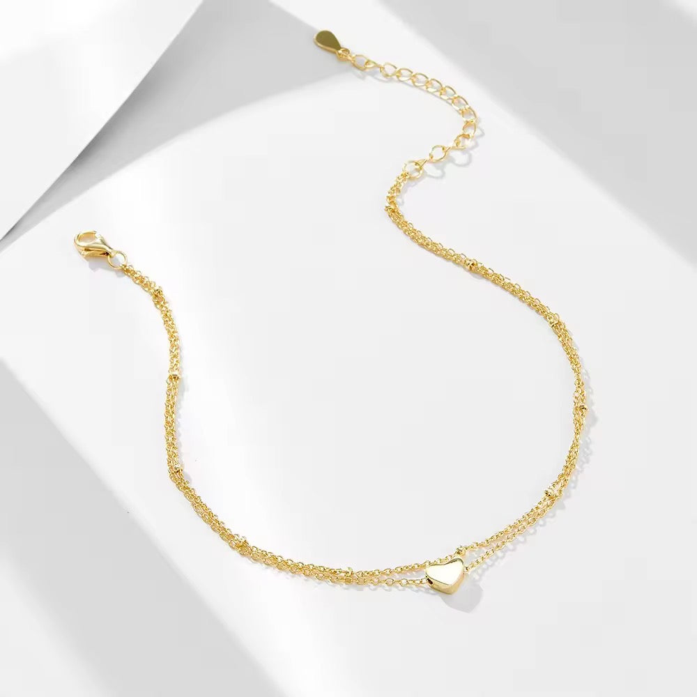 Layered Heart Anklet