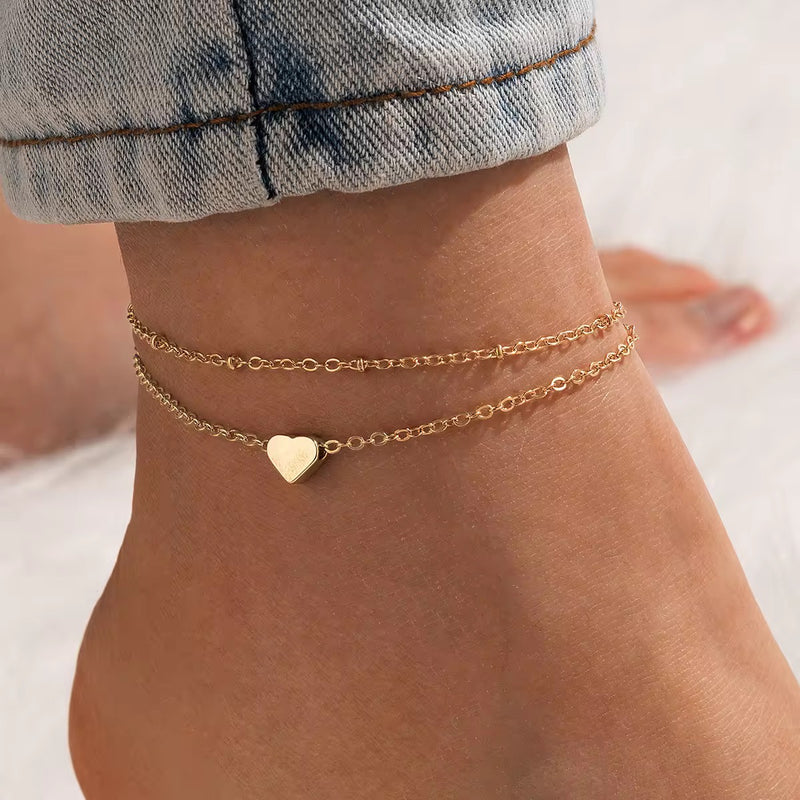 Layered Heart Anklet