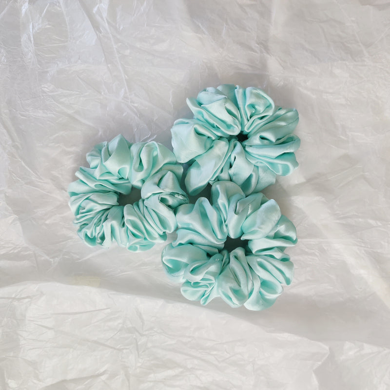 Sky Satin Scrunchie- L