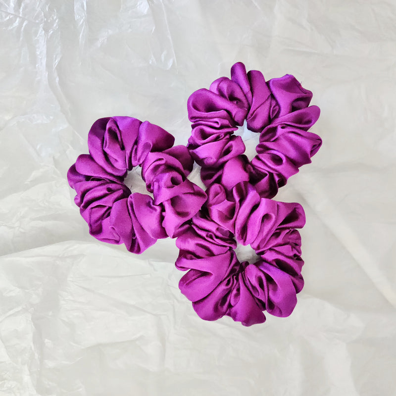 Aubergine Satin Scrunchie- L