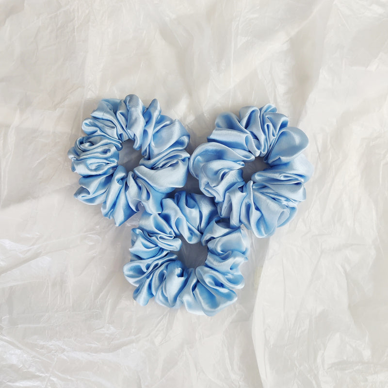Baby Blue Satin Scrunchie- L