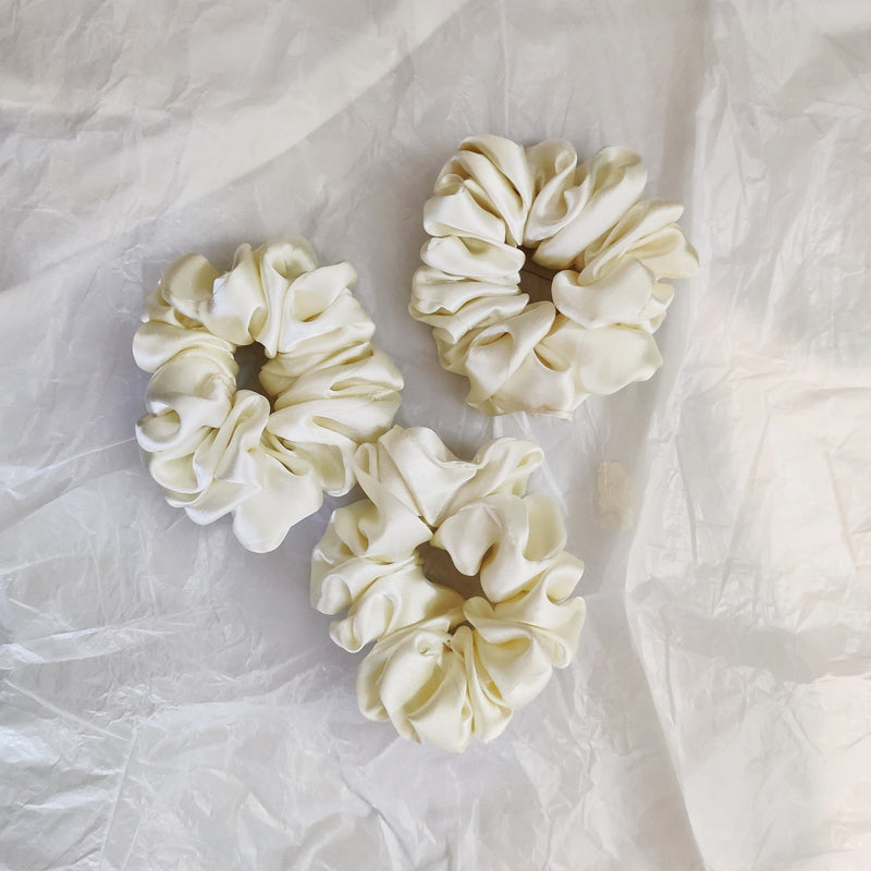 Buttercream Satin Scrunchie- L
