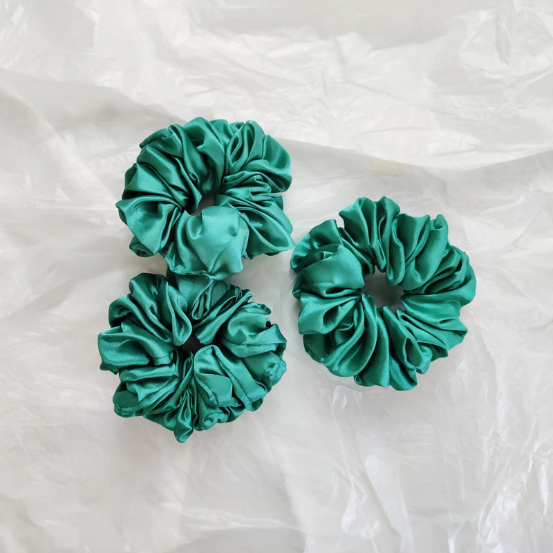 Emerald Satin Scrunchie- L
