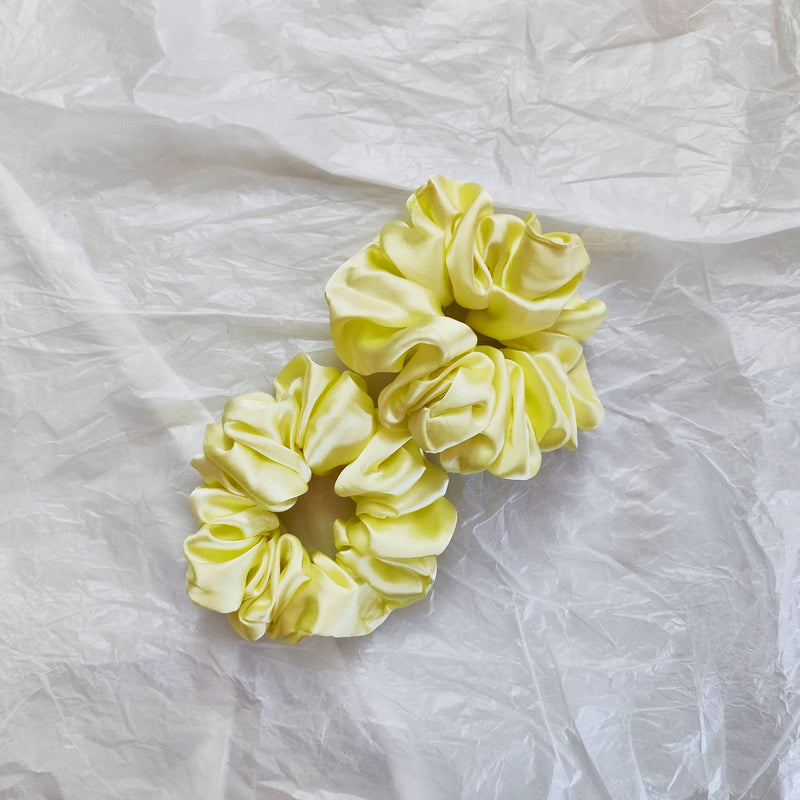 Lemon Satin Scrunchie- L