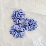 Steel Blue Satin Scrunchie- L