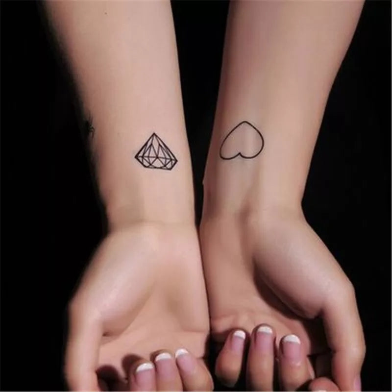 Diamond & Hearts Tattoo