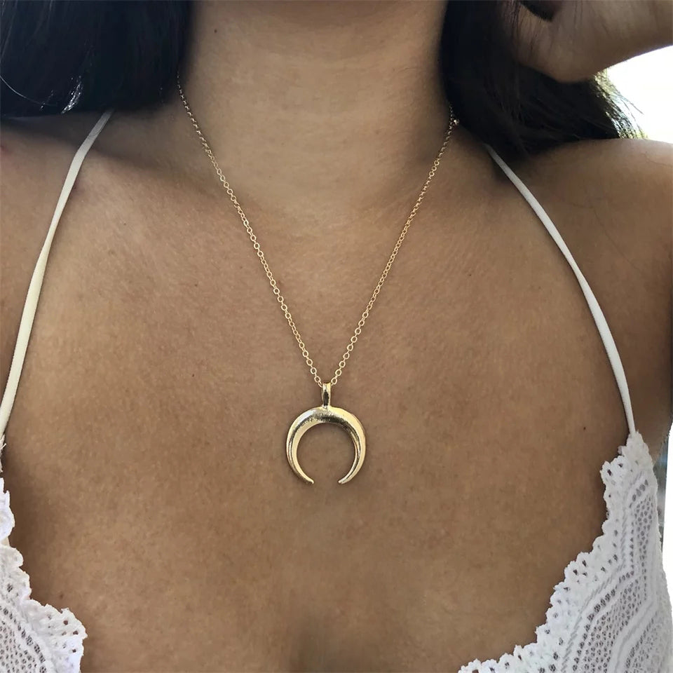 Gold/Silver Crescent Moon Pendant Necklace | Blomdahl USA