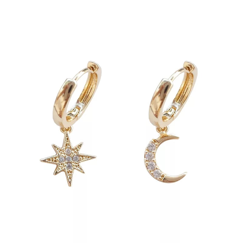 Gold Moon Earrings for sensitive ears - Nickel Free Earrings