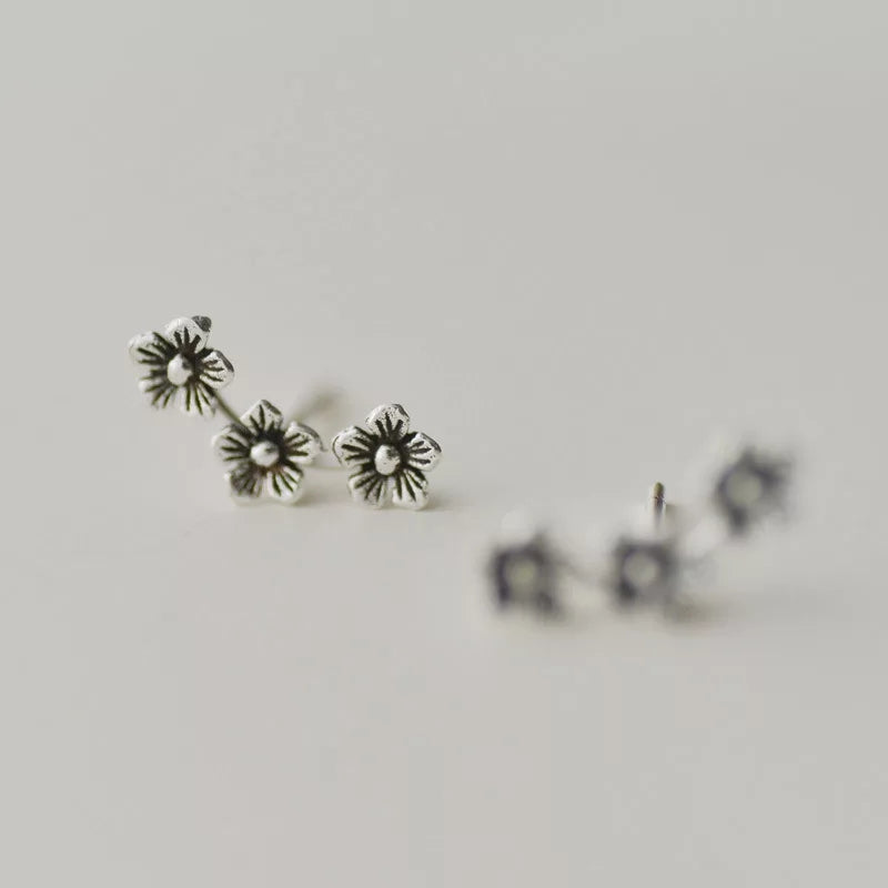 Vintage Flower Earrings- 925 Silver