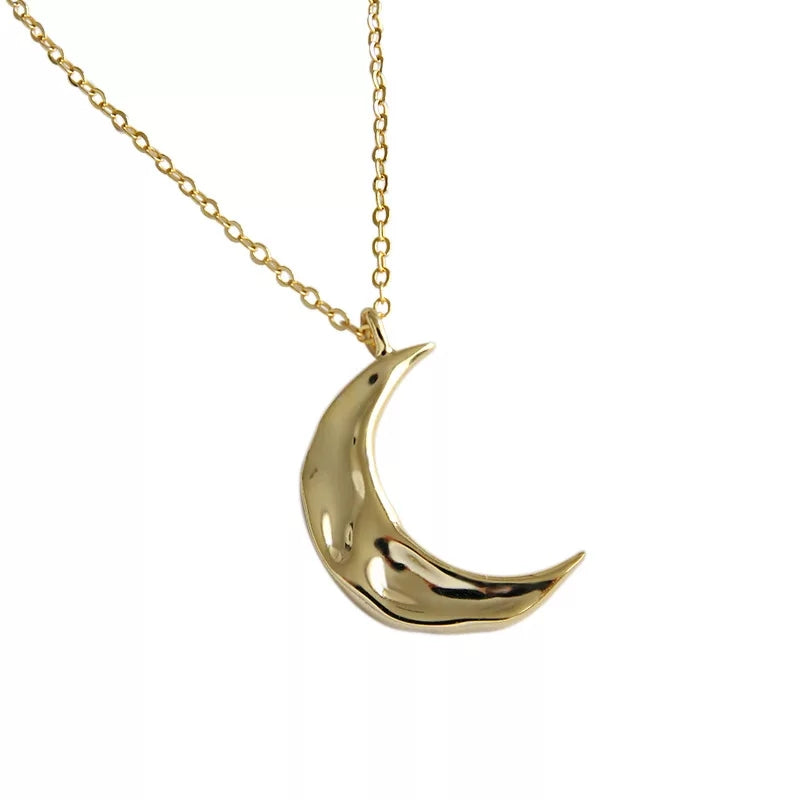 Hammered Moon Necklace- 18K Gold Plated